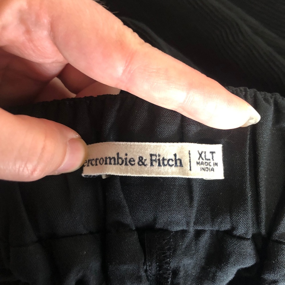 Abercrombie & Fitch Womens Plisse Ruched Babydoll‎ Mini Dress Size XL Tall Black - Picture 9 of 14